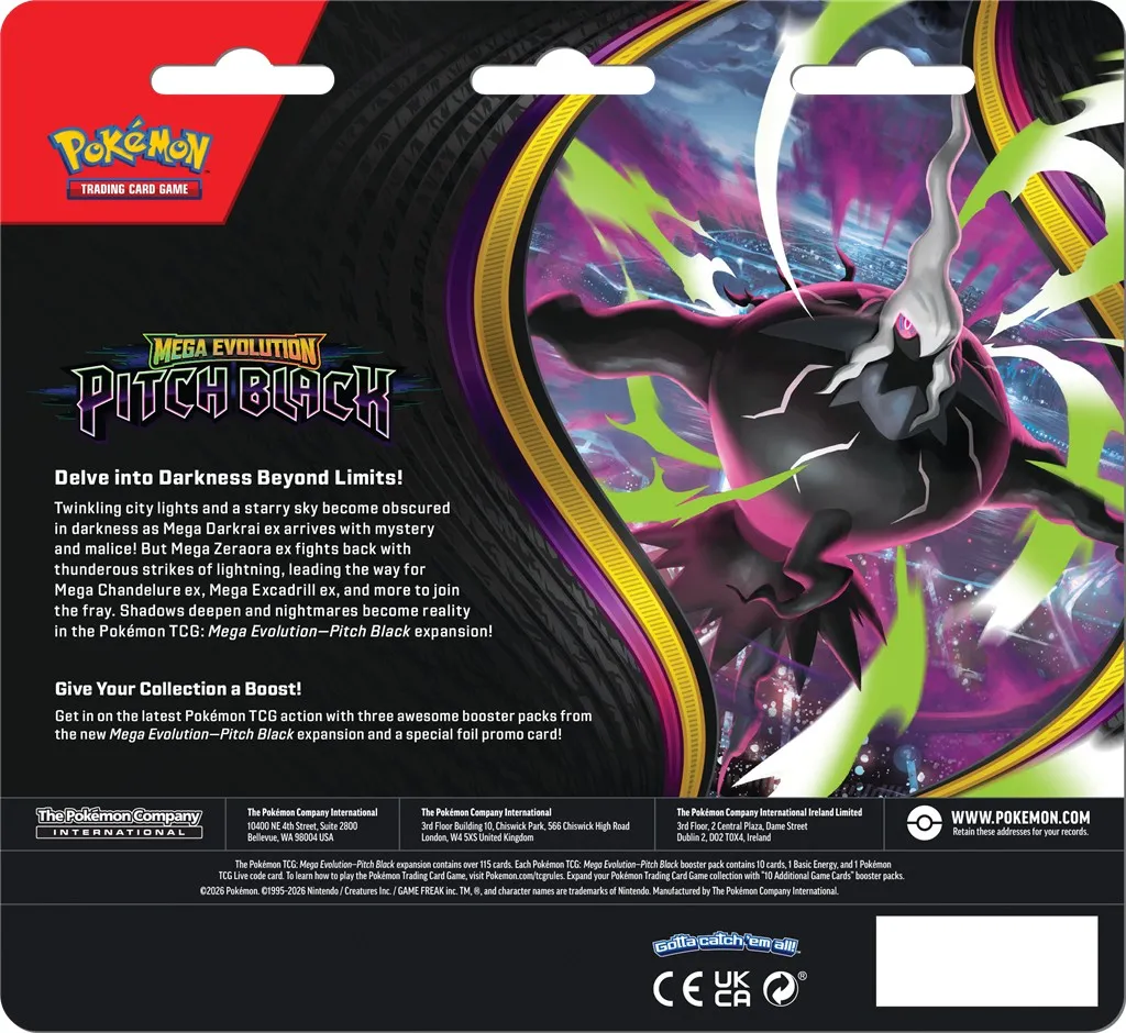 Pokémon TCG: Mega Evolution - Pitch Black - 3-Pack Blister