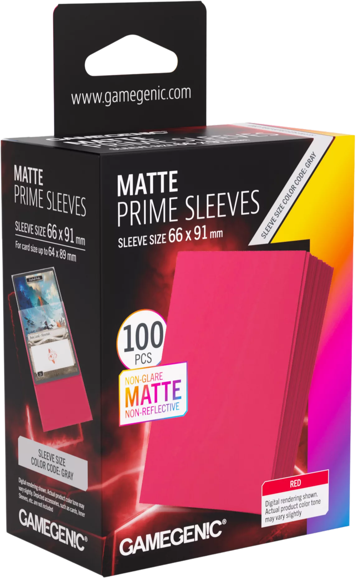 Gamegenic: Matte Prime Sleeves (66x91 mm) - Red - 100 sztuk
