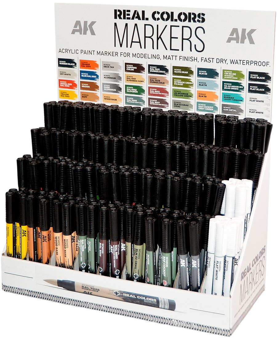 AK Interactive:  Real Colors Markers - RCM151 - Cardboard Display (216)